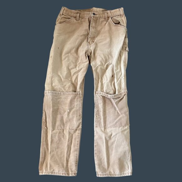 Dickies Mens Tan Double Knee Work Pants Size 34x30 - Picture 1 of 6